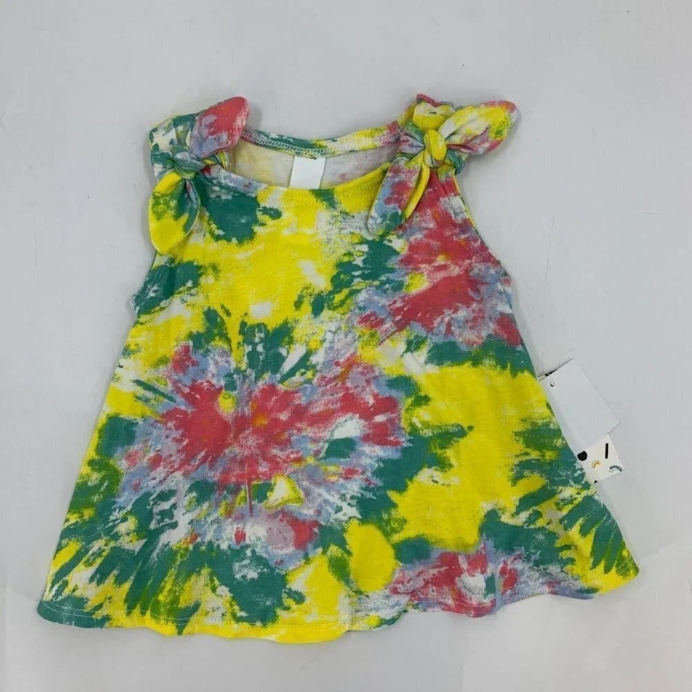 Harper Canyon Girls Tie Dye Floral Pullover Shoulder Tie Dress Size 2‎ NWT